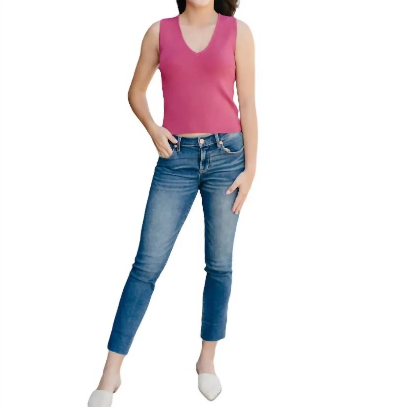 2.7 August Apparel - Flirty V Neck Top