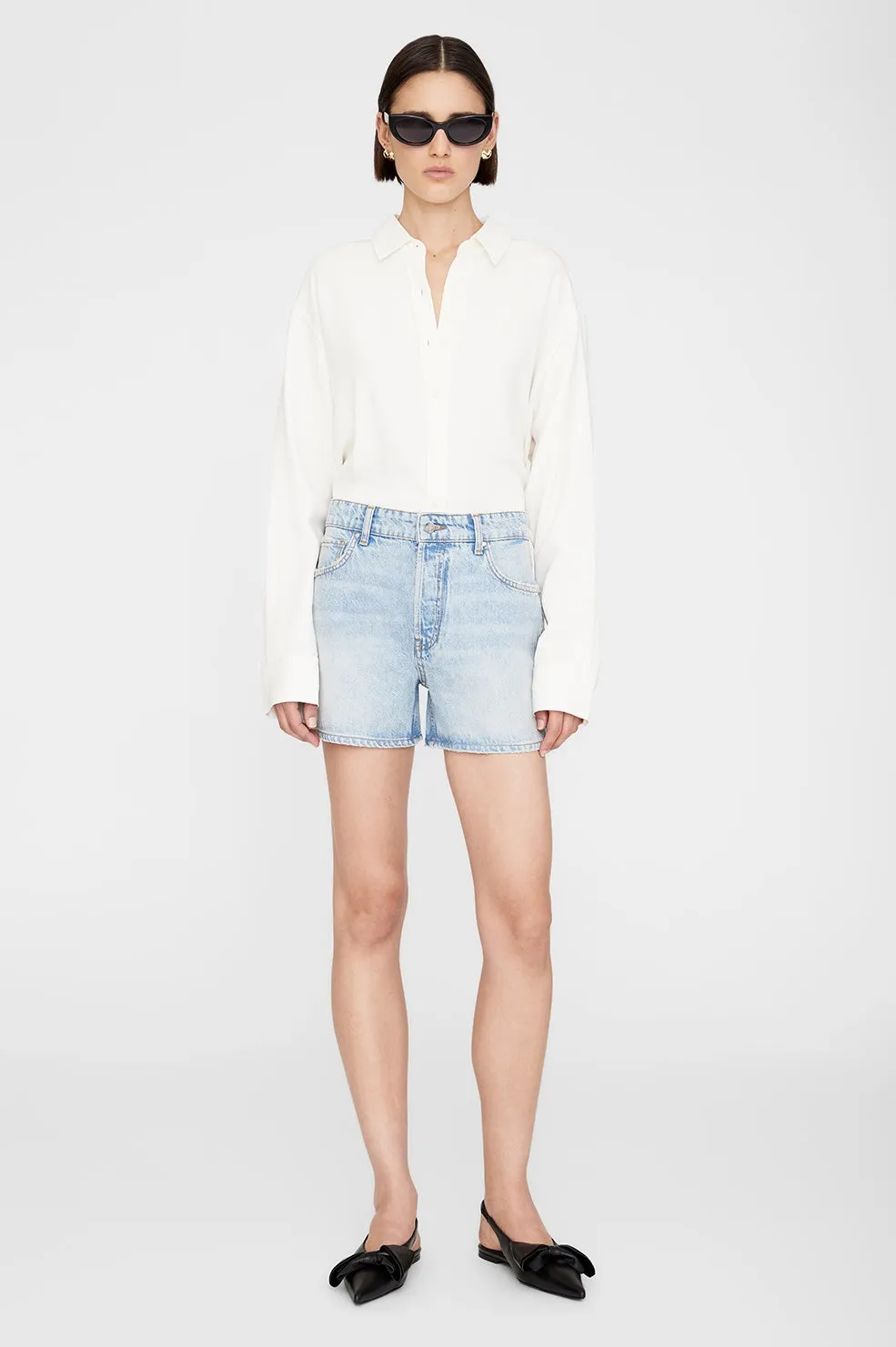 Anine Bing Dalton Short in Bleached Blue