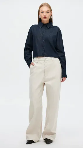 CAROLYN CROP SHIRT | RINSE DENIM