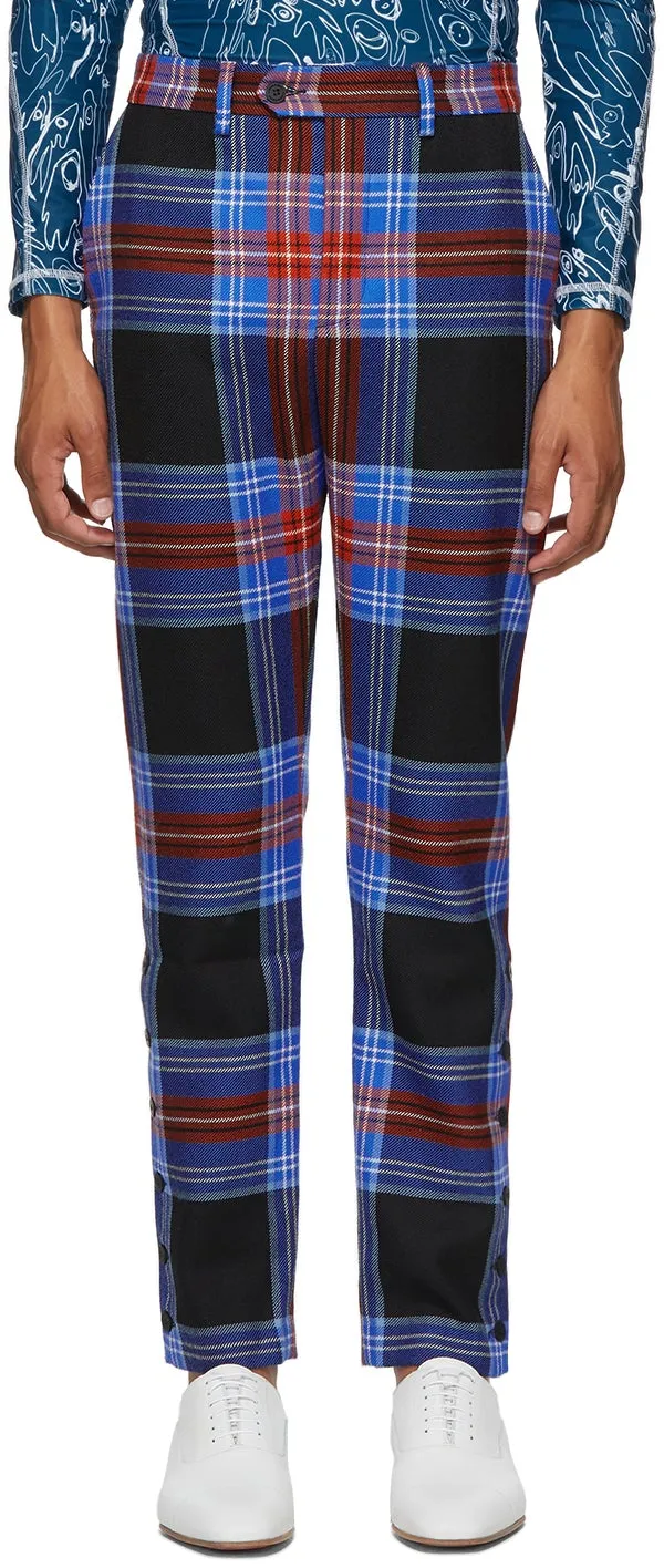 Charles Jeffrey Loverboy Navy Tartan Teddy Boy Trousers