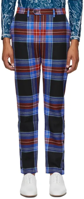 Charles Jeffrey Loverboy Navy Tartan Teddy Boy Trousers