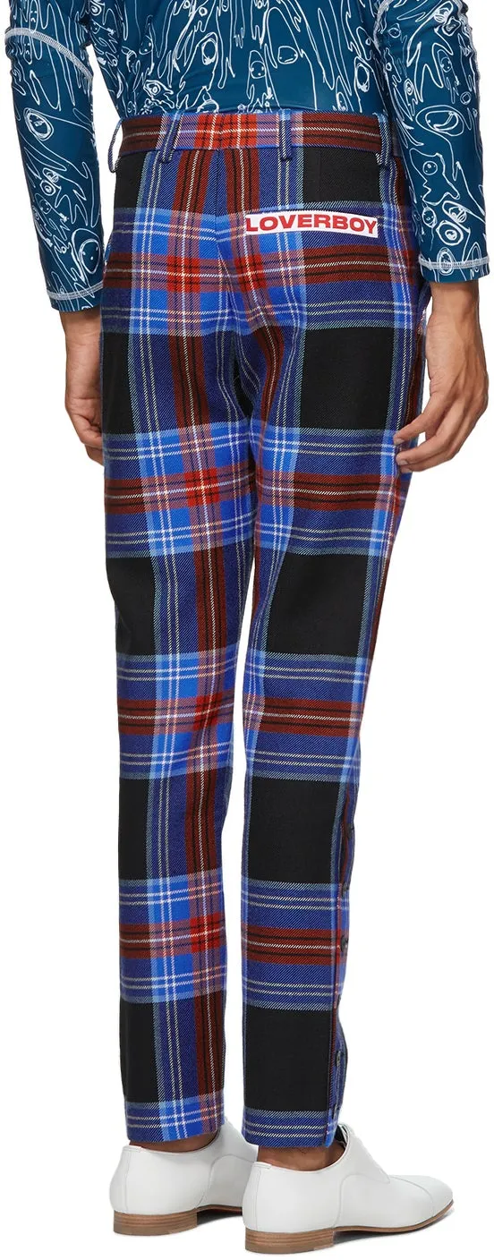 Charles Jeffrey Loverboy Navy Tartan Teddy Boy Trousers