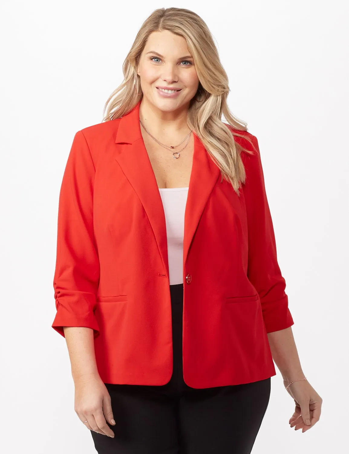 Cinched Sleeve One pocket Notch Collar Topper Plus