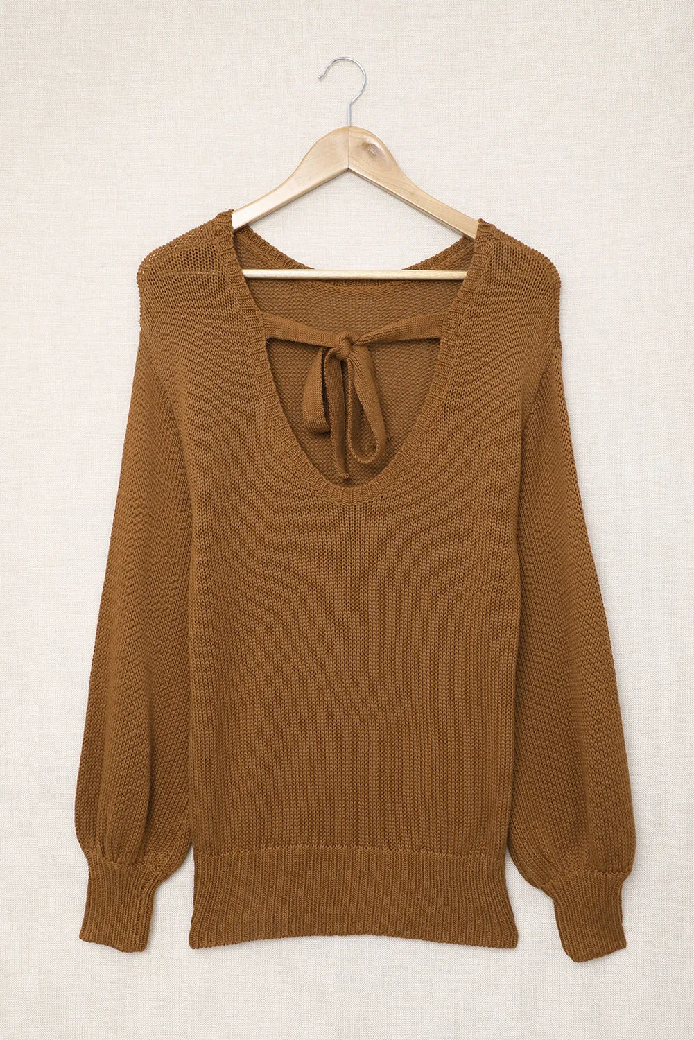 Drop Shoulder Back Cut-out Sweater