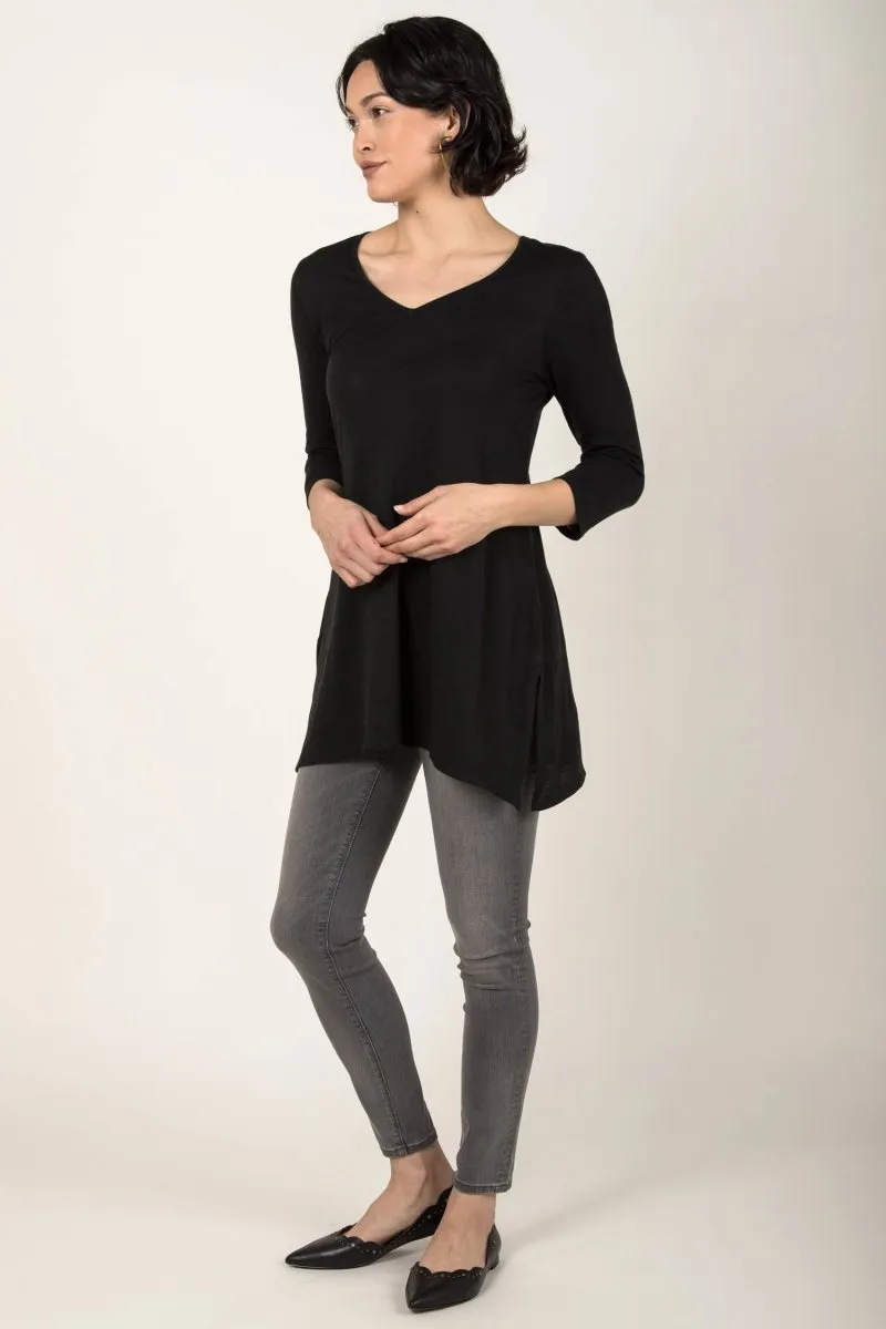 Essential Slub Tunic in Black