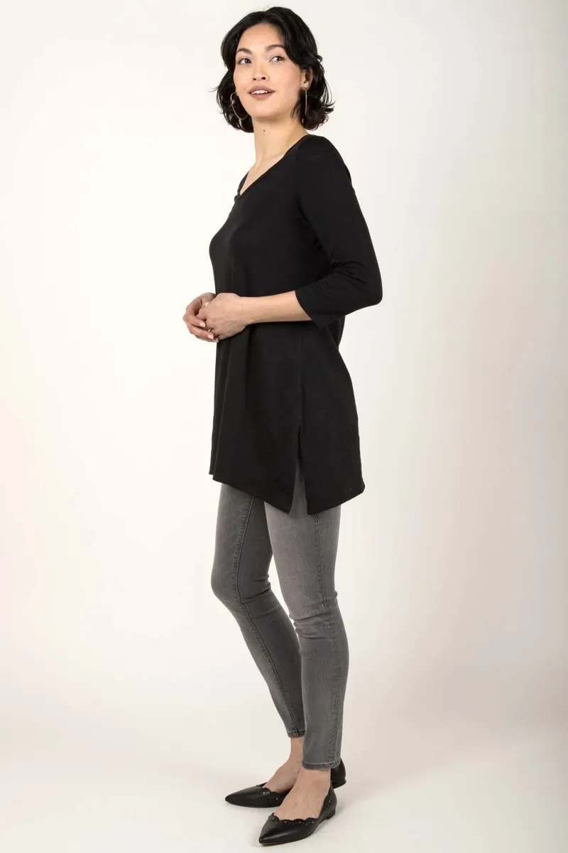 Essential Slub Tunic in Black