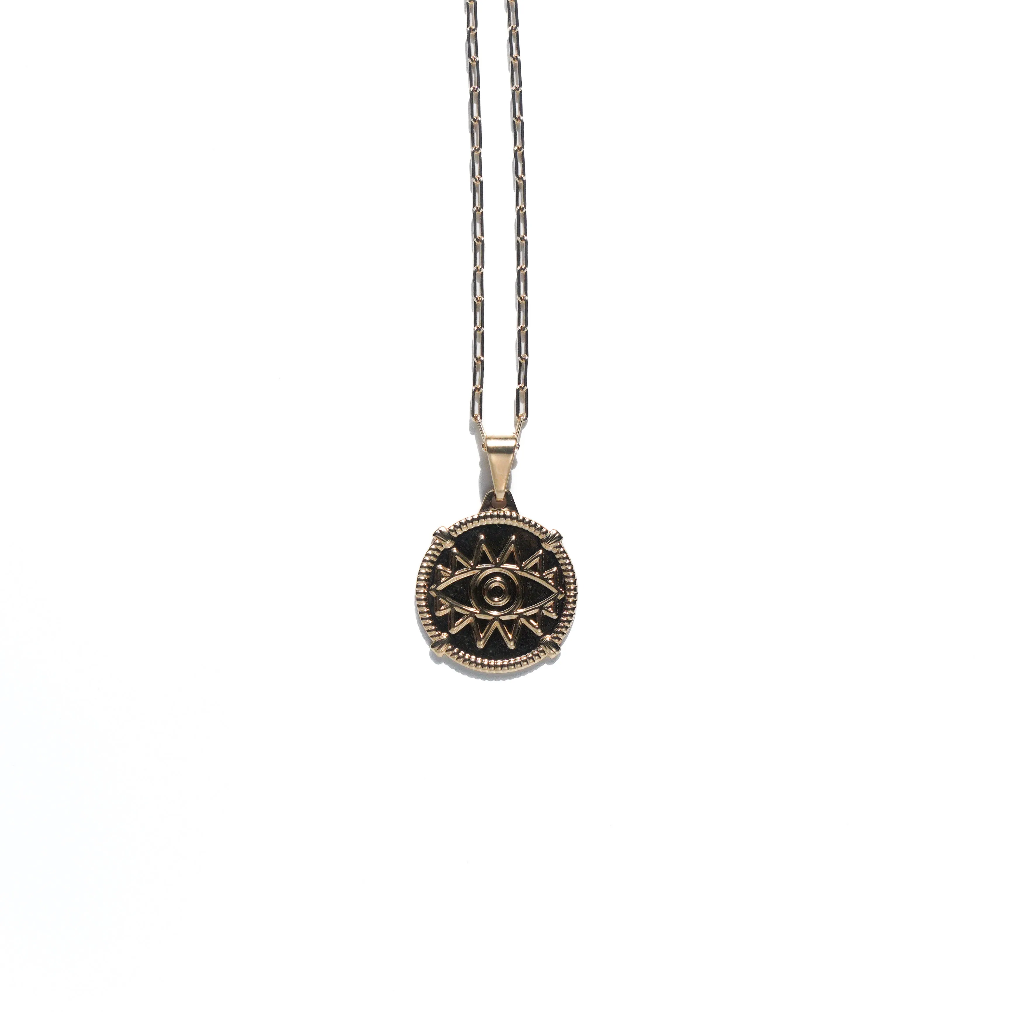 Eye Round Medallion Charm Necklace