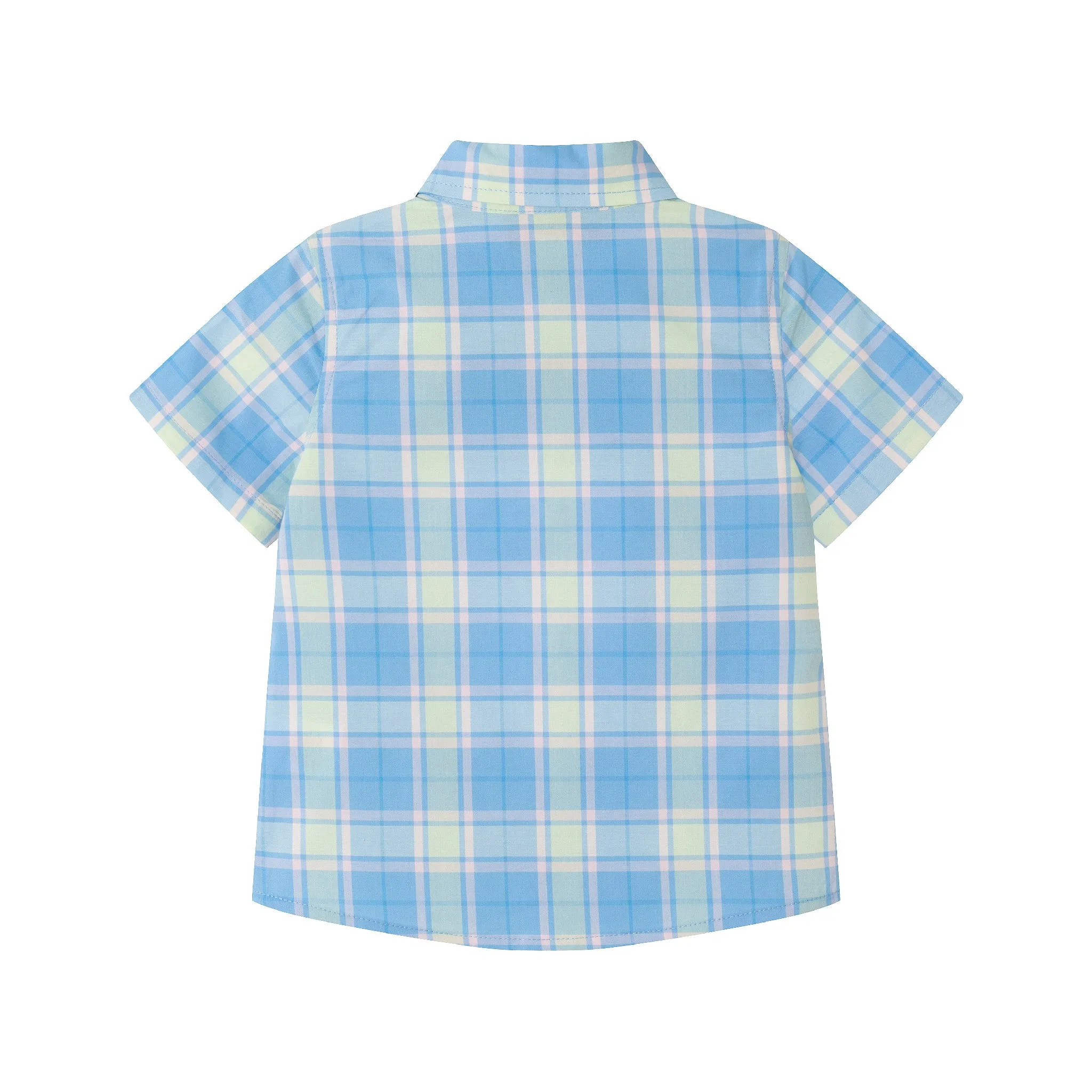 Infant (3-24M) 3-Piece Buttondown & Short Set | Blue Plaid