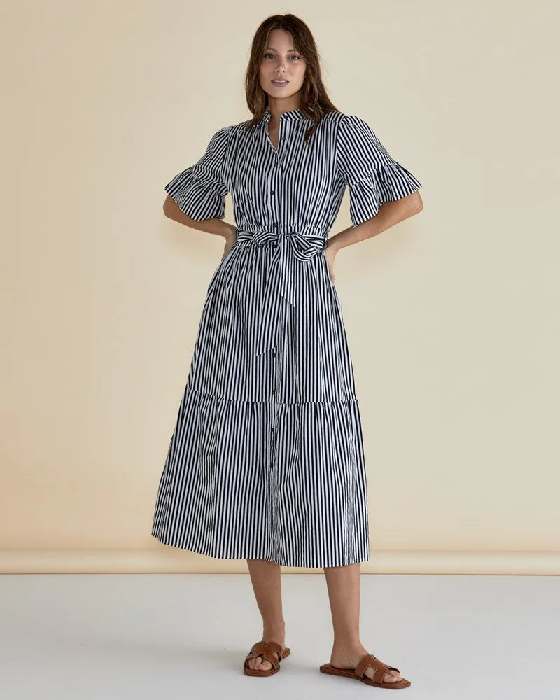 Jamilla Dress - Navy Stripe