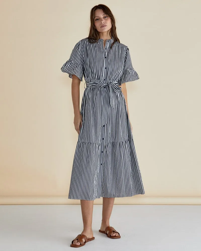 Jamilla Dress - Navy Stripe