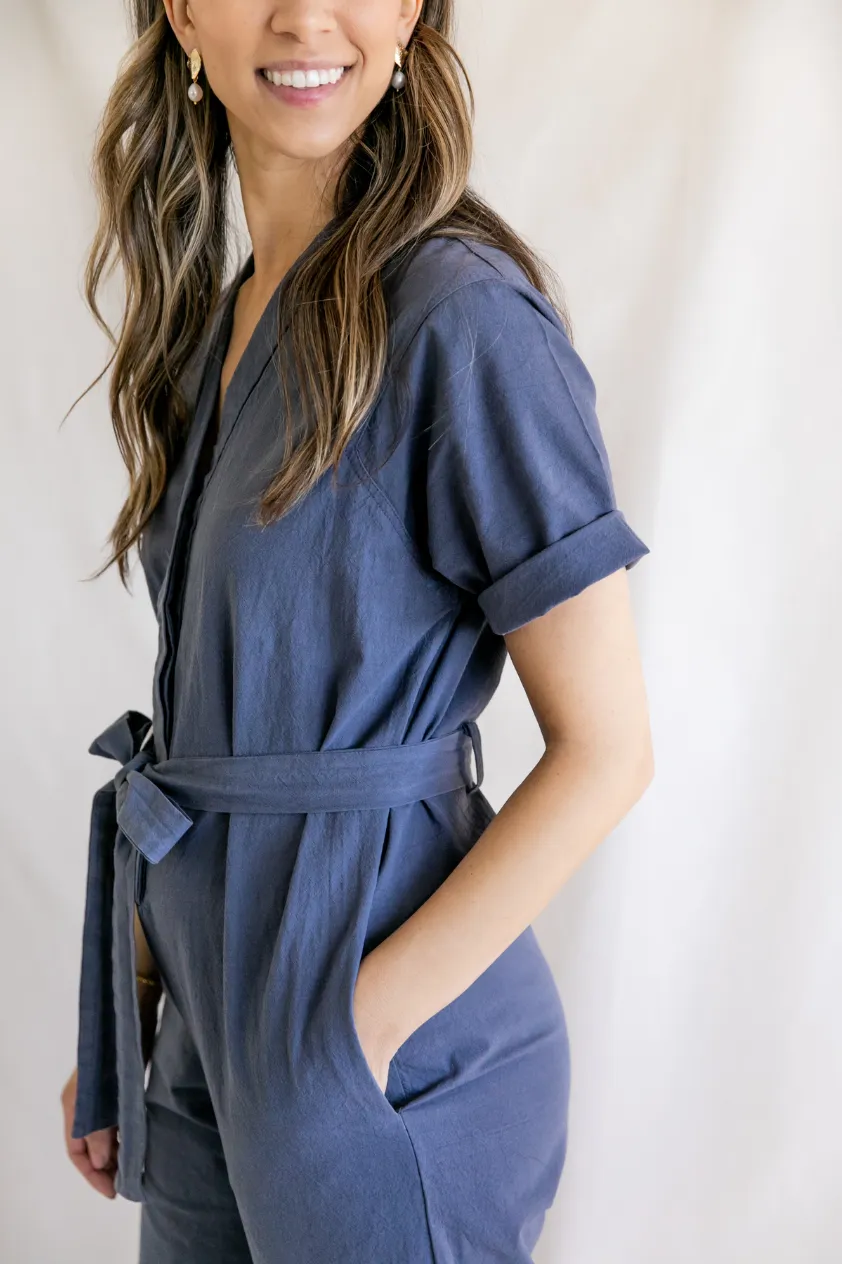 Marion Cotton Slate Jumpsuit