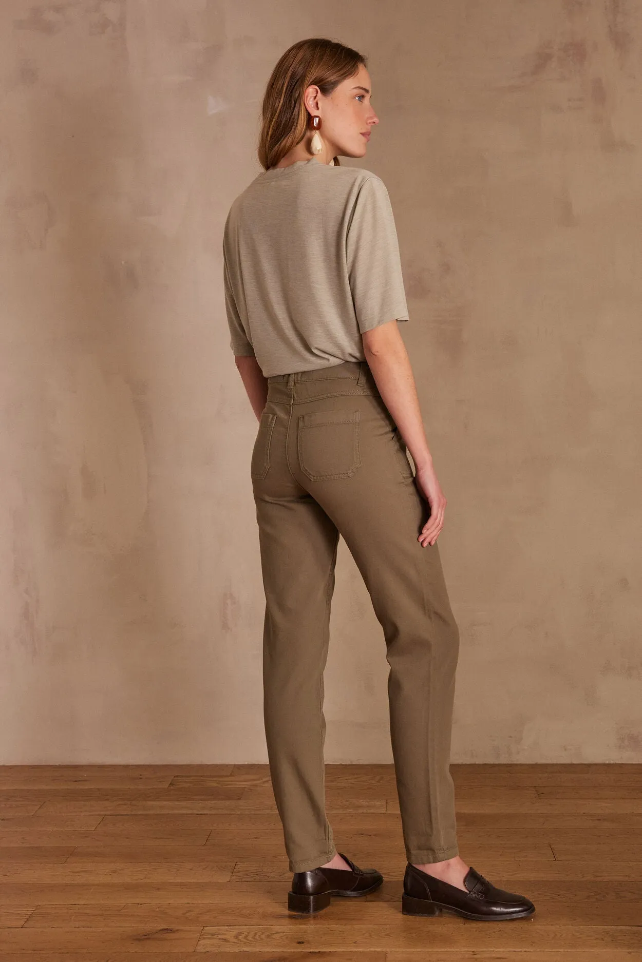 NALLA LEAF GREEN CHINO TROUSERS