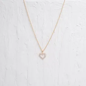 Open Crystal Heart Charm Necklace