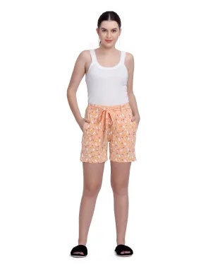 Peach Cotton-Poly Relaxed Fit Shorts