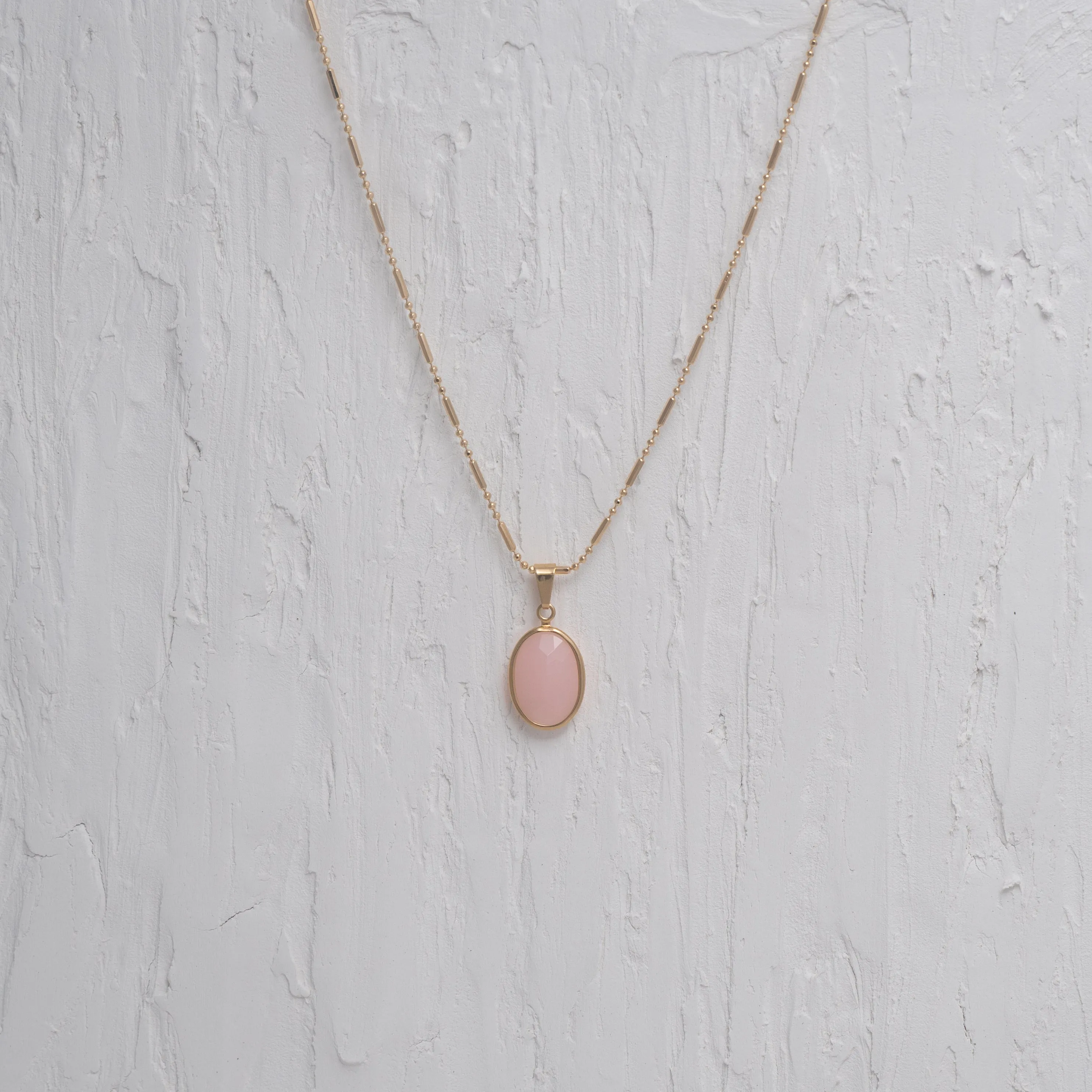 Pink Oval Charm Necklace