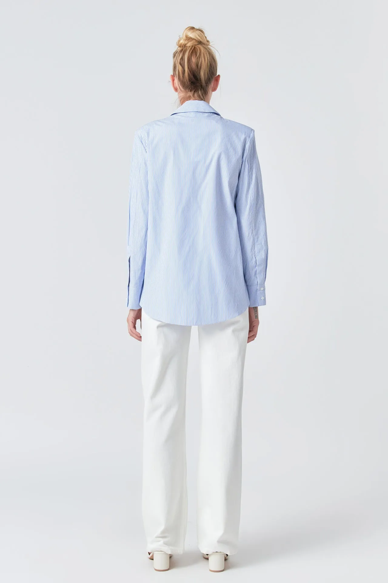 Power Shoulder Striped Shirt