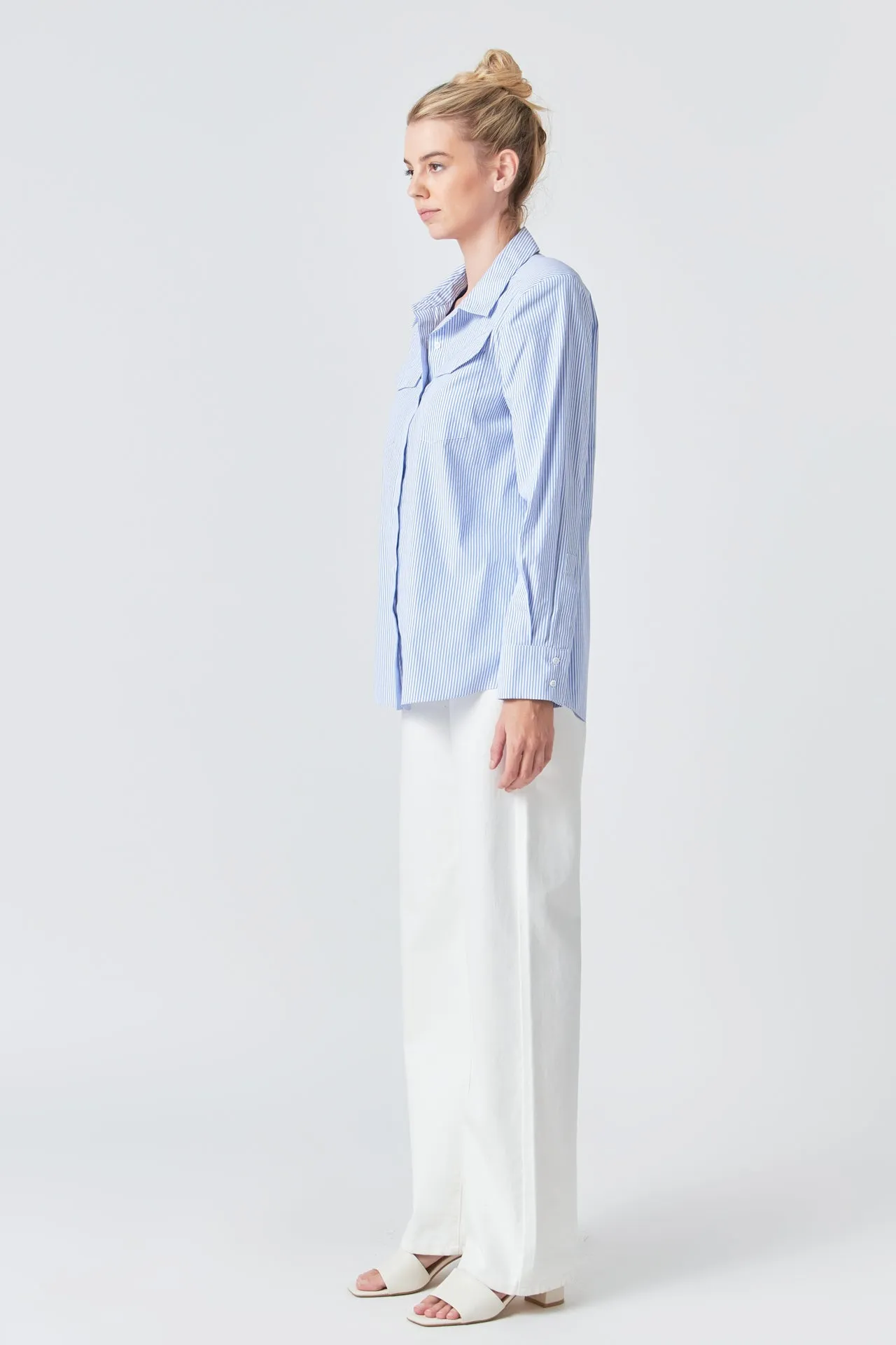 Power Shoulder Striped Shirt