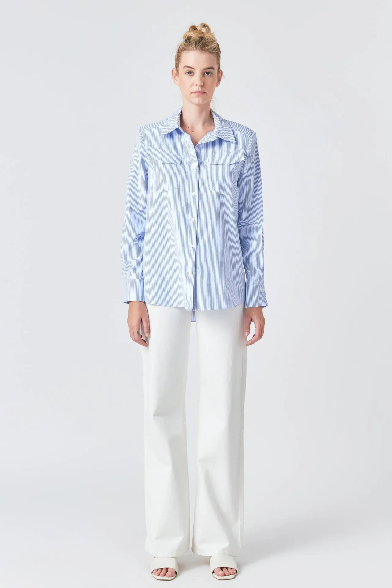 Power Shoulder Striped Shirt