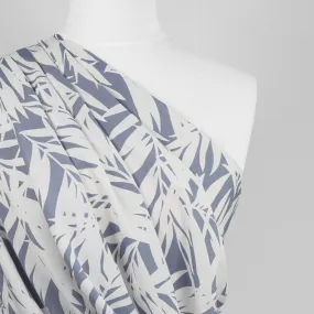 Sierra - Blue Palms Viscose Poplin Woven Fabric Sample