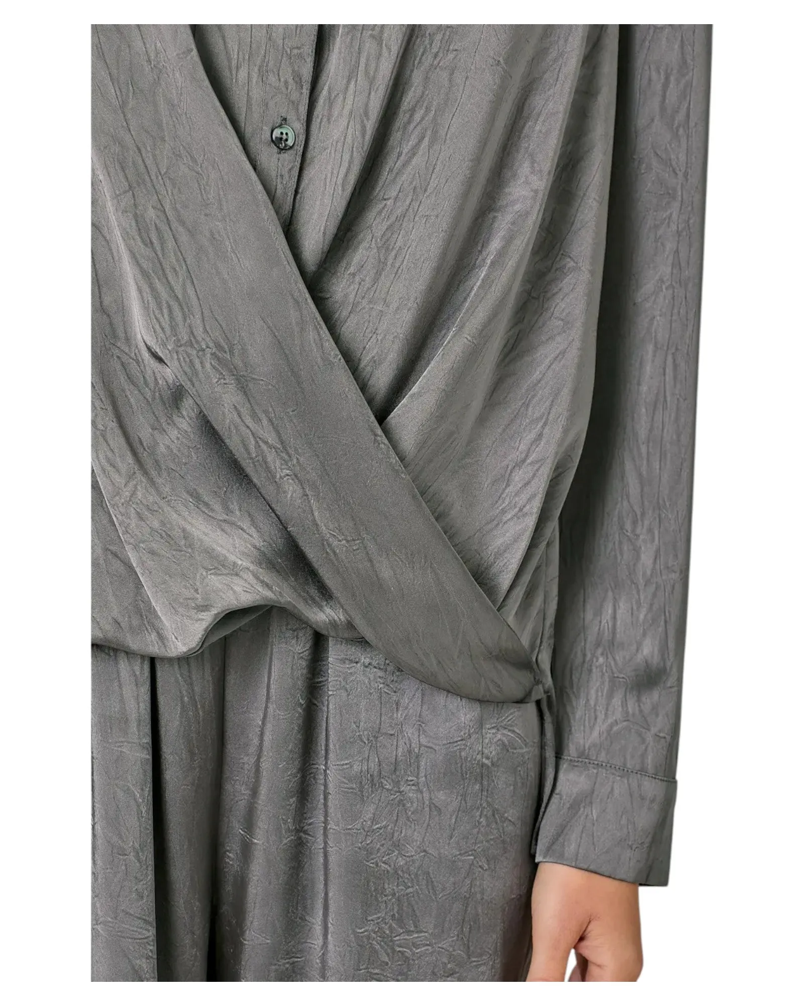Smoke Show Crinkle Satin Twist Front Blouse
