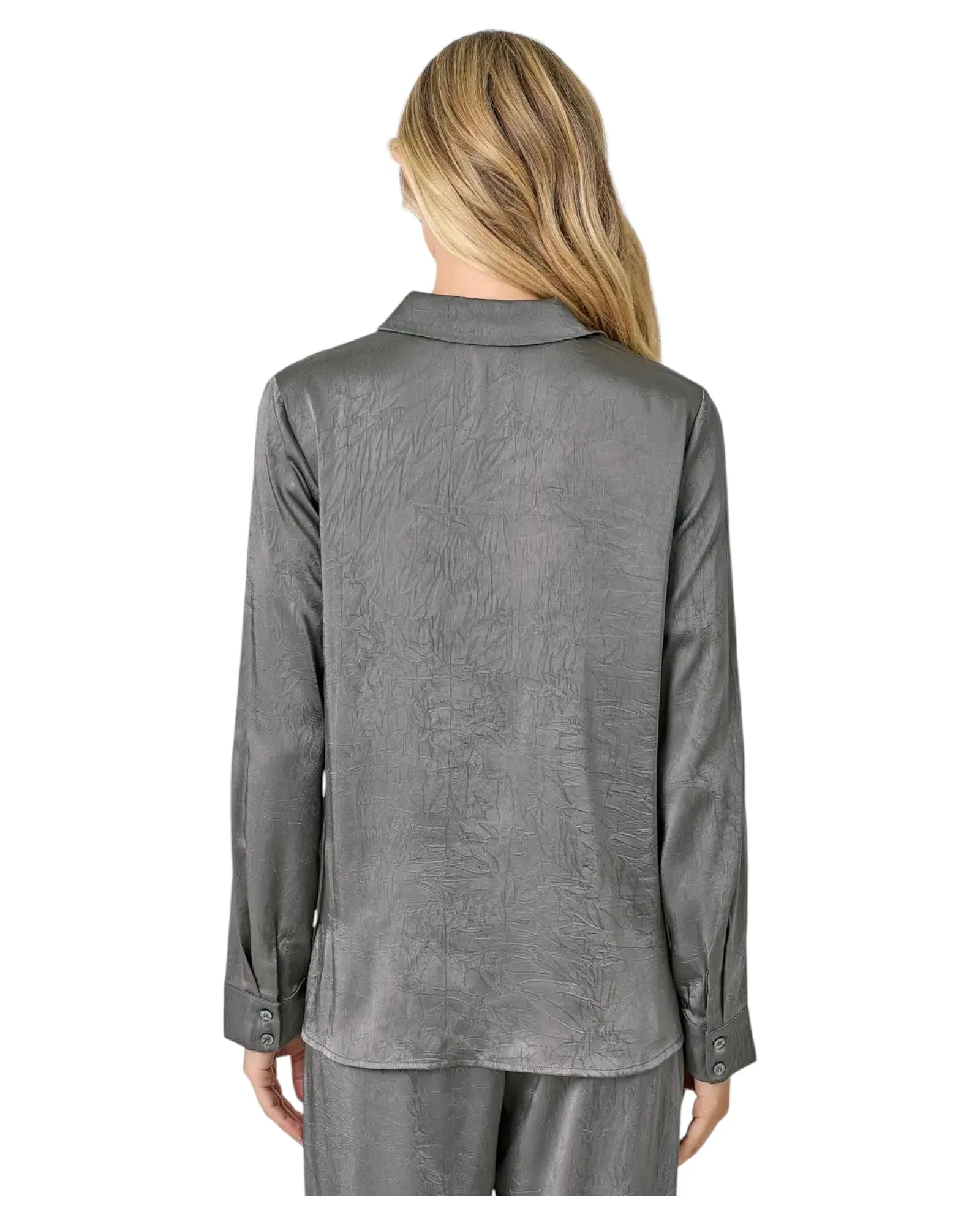 Smoke Show Crinkle Satin Twist Front Blouse