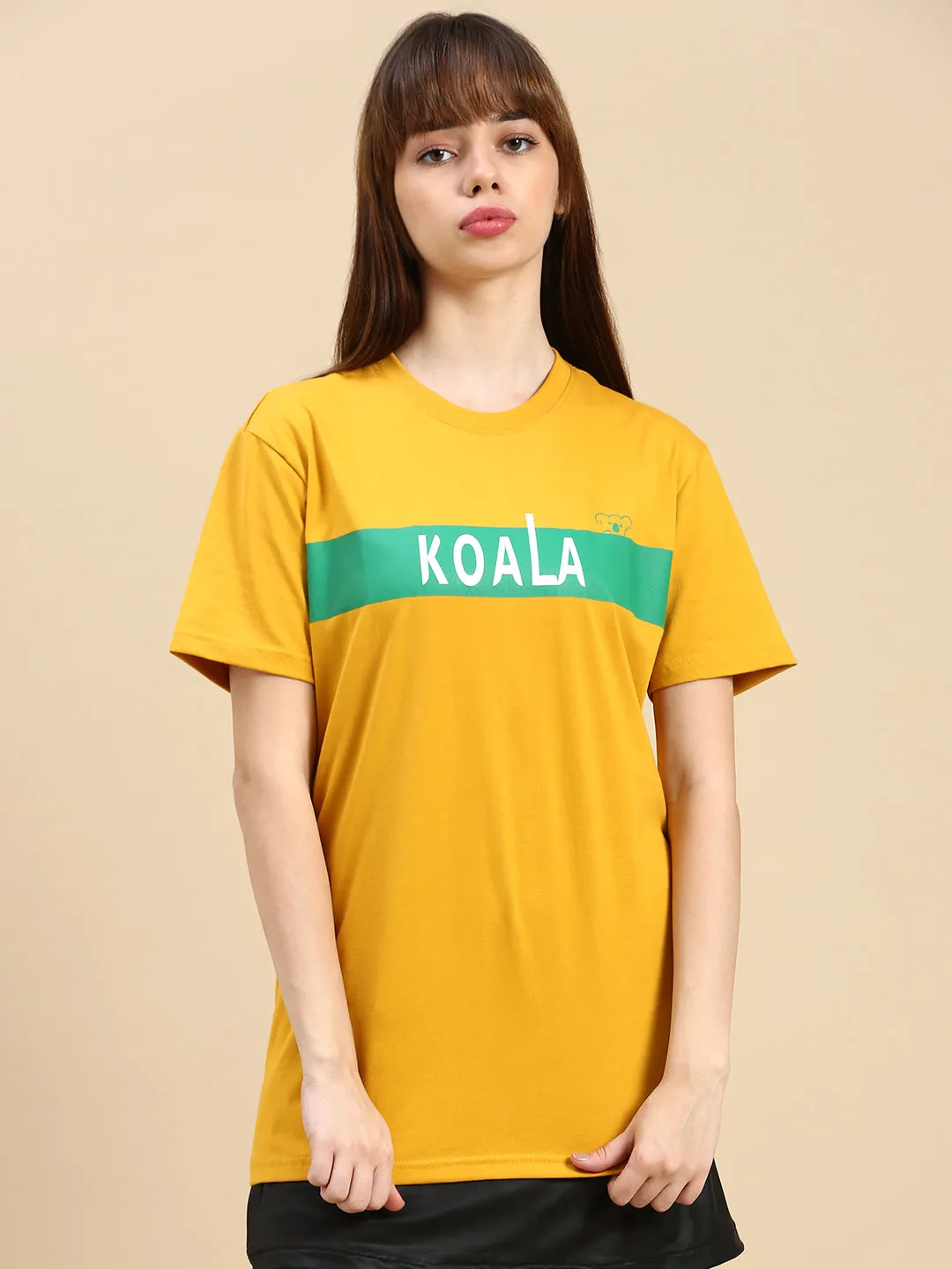 Unisex Relaxed Fit Crew Neck Zóni Yellow TShirt
