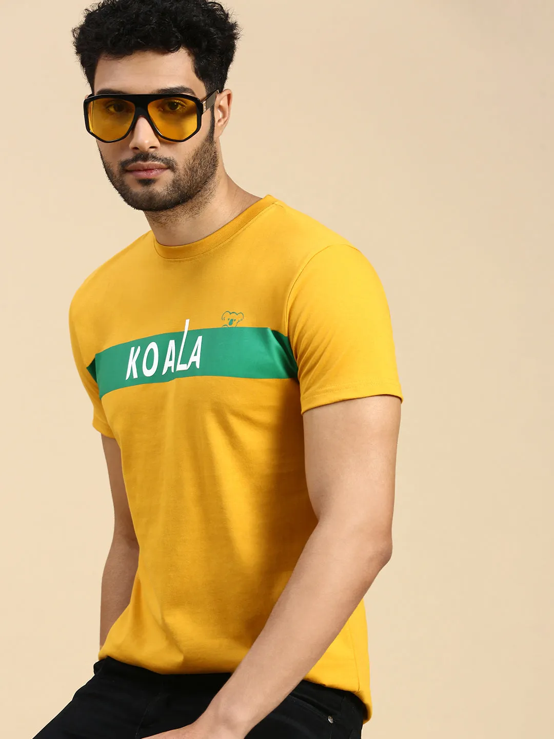 Unisex Relaxed Fit Crew Neck Zóni Yellow TShirt