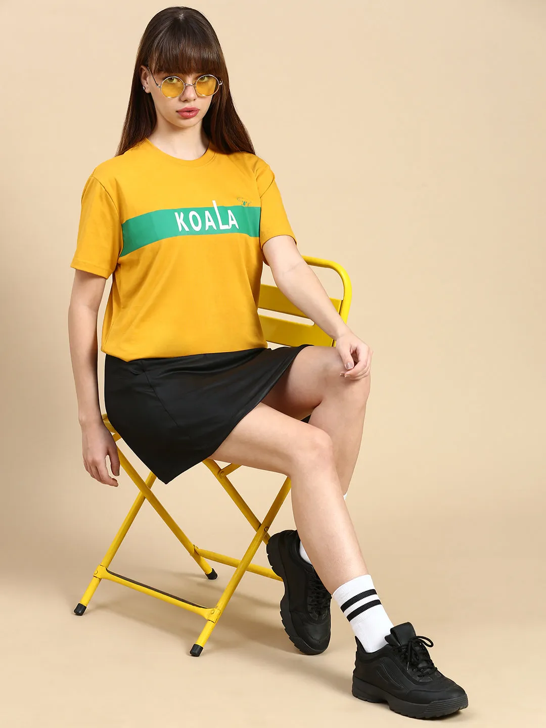 Unisex Relaxed Fit Crew Neck Zóni Yellow TShirt