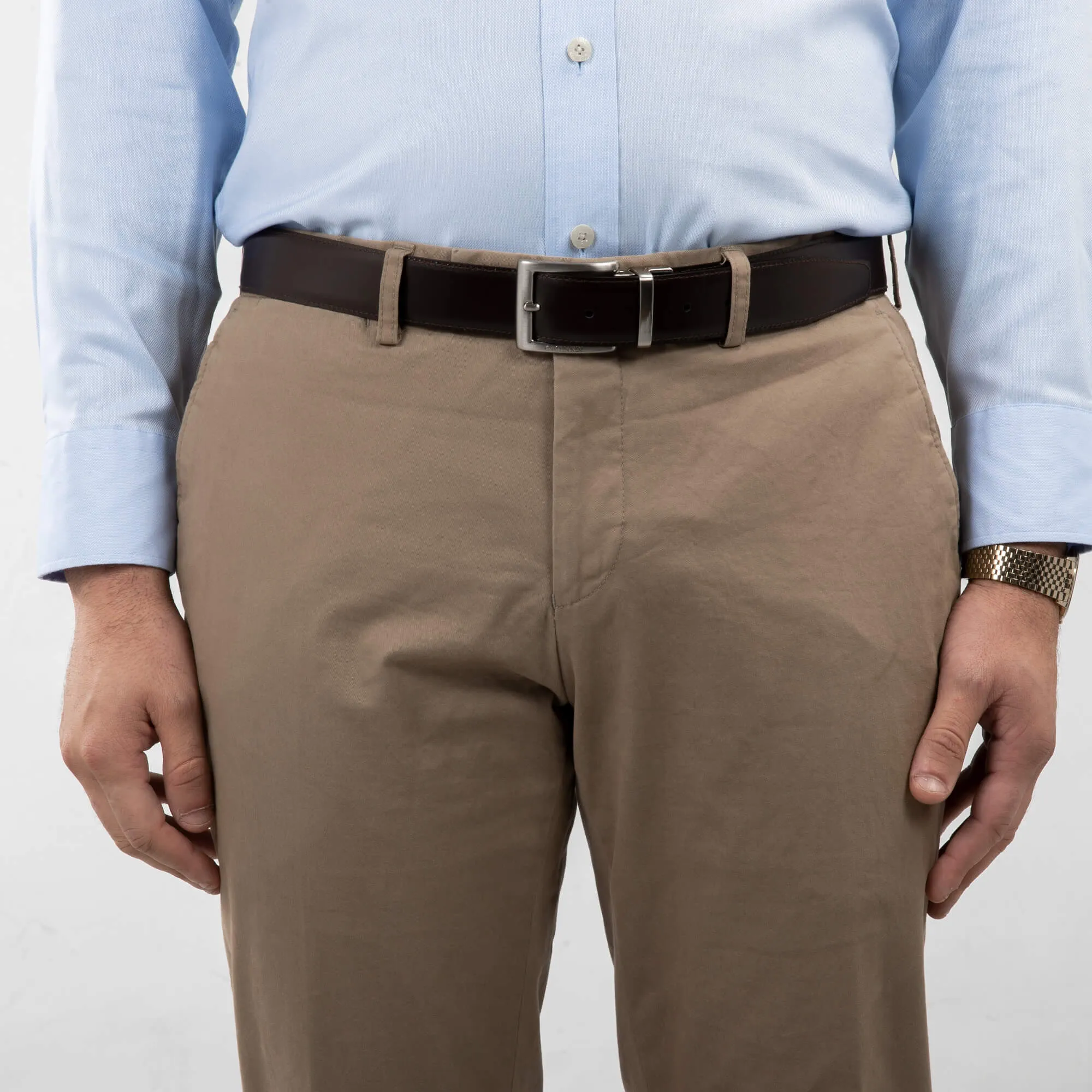 Washed Camel Cotton Twill Chino Trousers