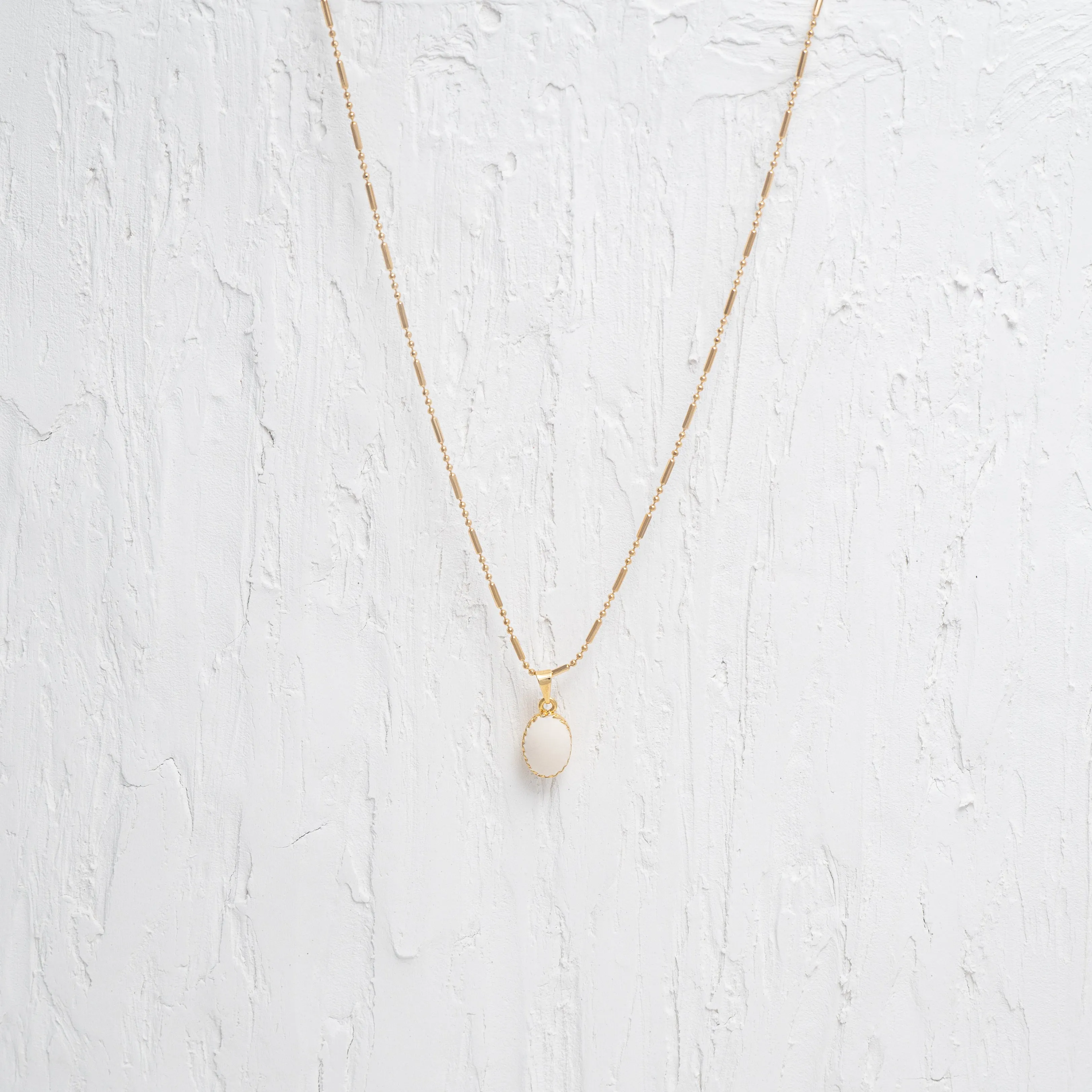 White Oval Necklace Pendant