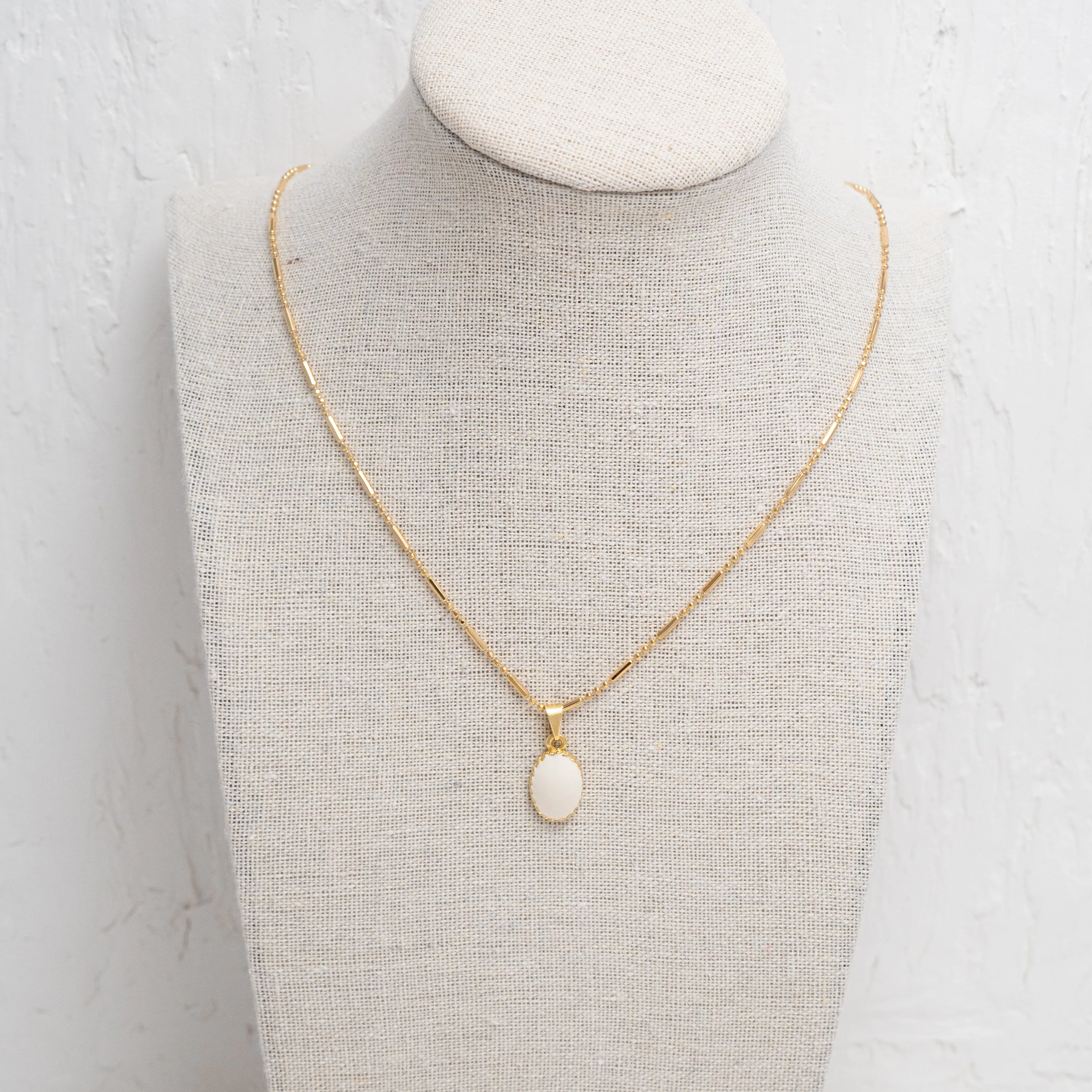White Oval Necklace Pendant
