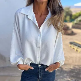 Women's Elegant Solid Color Button-Up Shirt