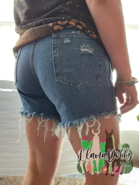 Womens Rustler Wrangler Distressed Denim Shorts
