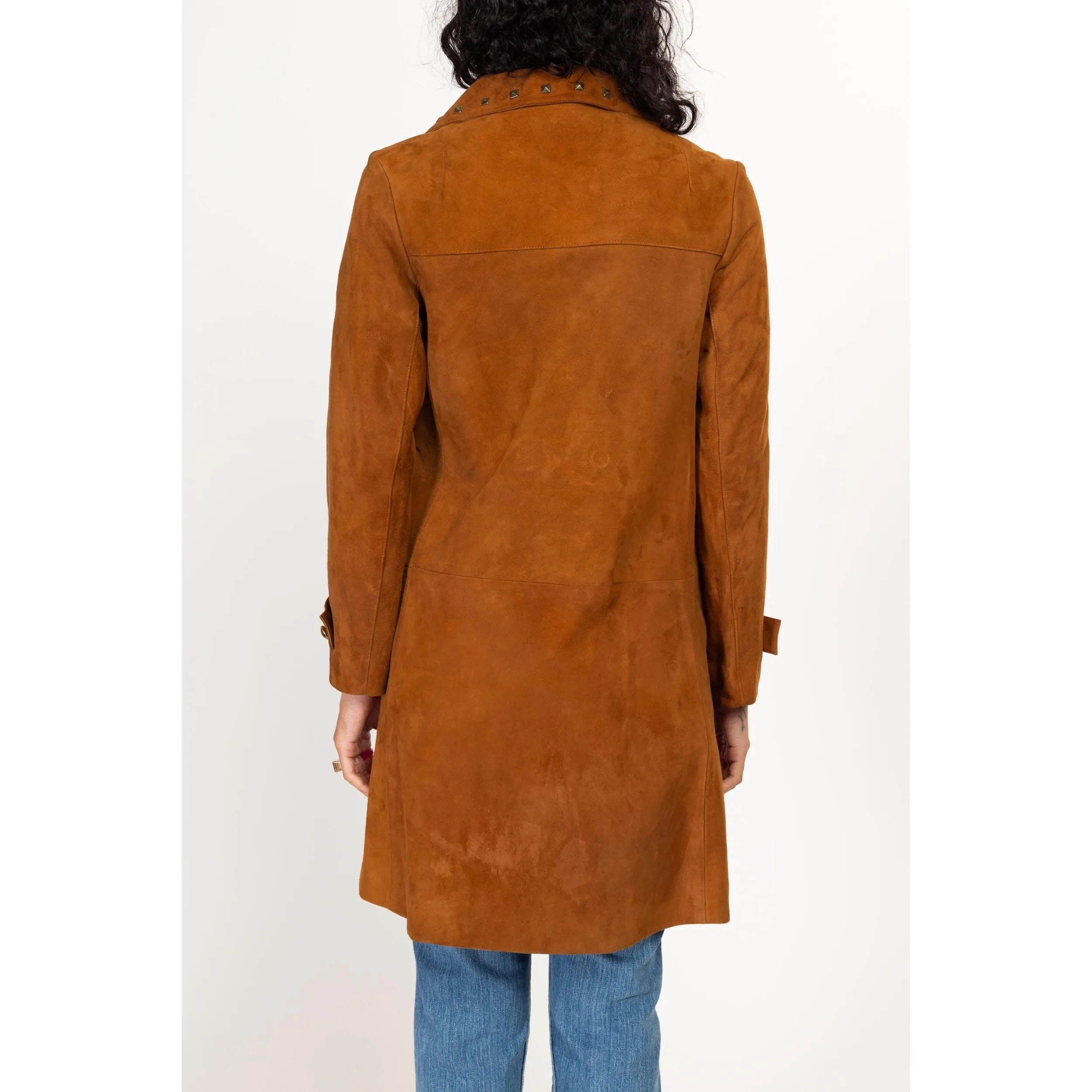 XS 90s Boho Brown Suede Studded Jacket