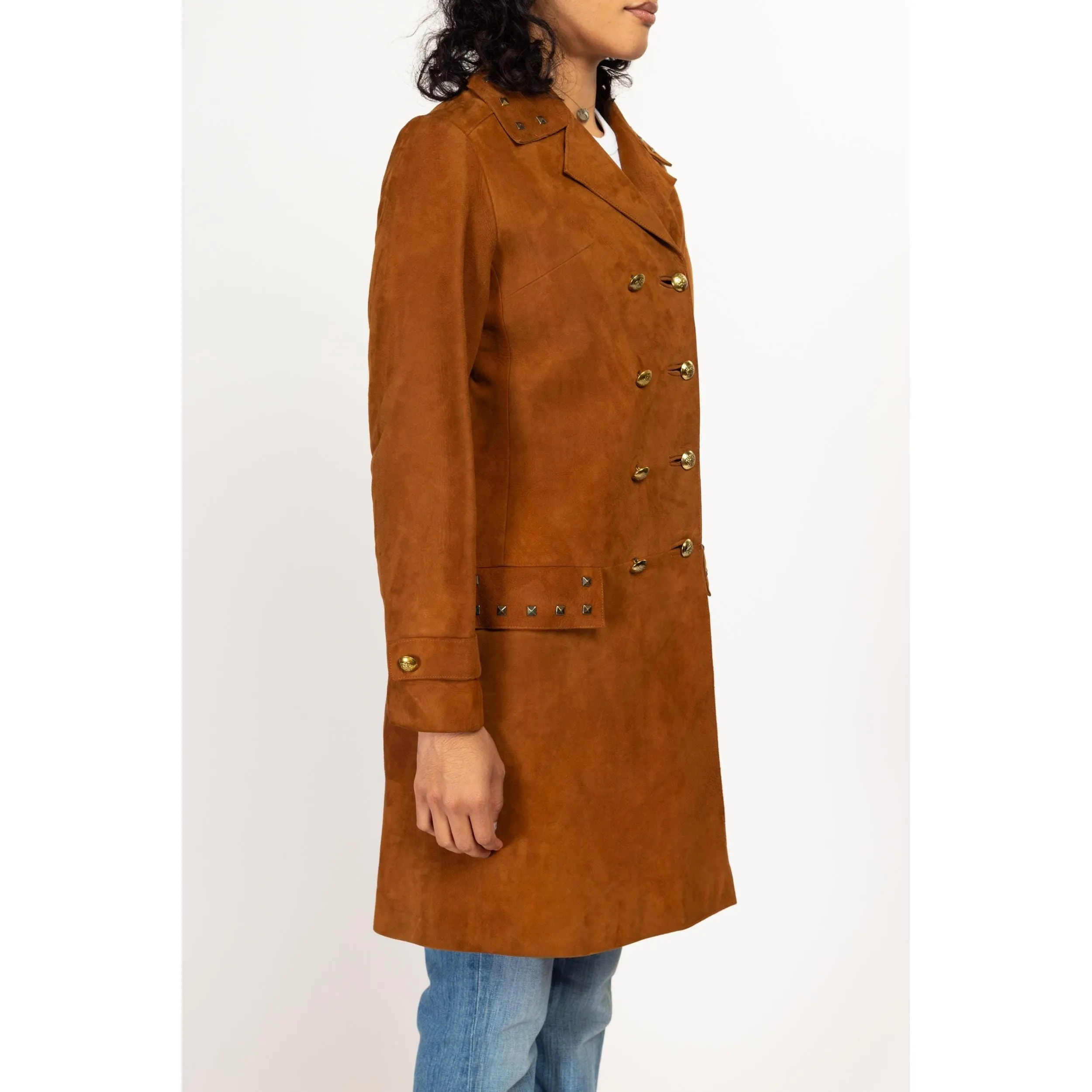 XS 90s Boho Brown Suede Studded Jacket